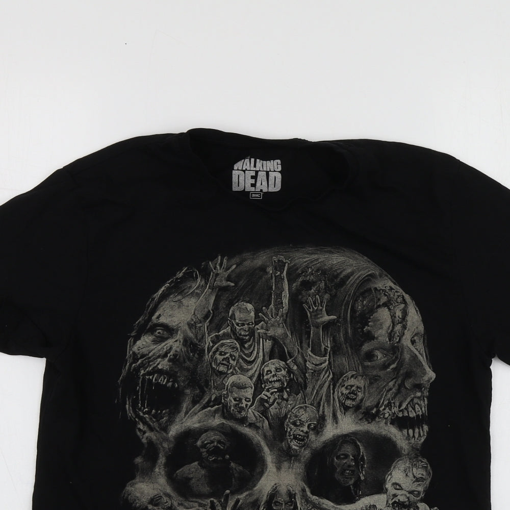 George Womens Black Geometric Cotton Basic T-Shirt Size S Round Neck - The Walking dead
