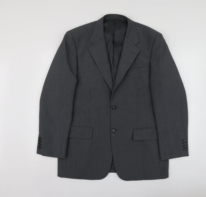 Lee Greenwood Mens Grey Polyester Jacket Suit Jacket Size M