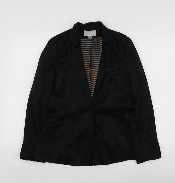 H&M Womens Black  Viscose Jacket Suit Jacket Size 36