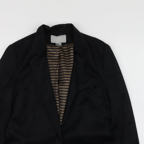 H&M Womens Black  Viscose Jacket Suit Jacket Size 36