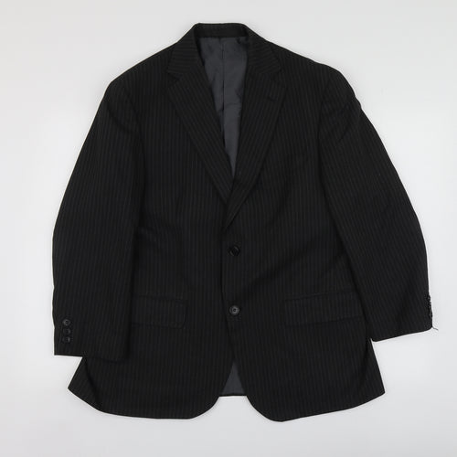 M&S Mens Grey Striped Polyester Jacket Suit Jacket Size M