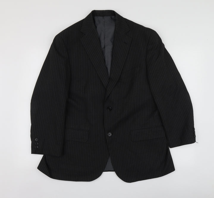 M&S Mens Grey Striped Polyester Jacket Suit Jacket Size M