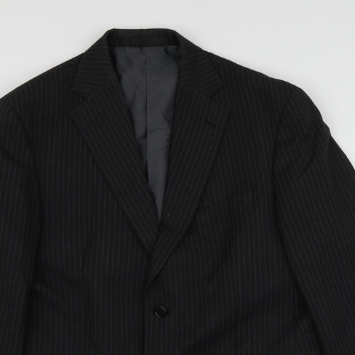 M&S Mens Grey Striped Polyester Jacket Suit Jacket Size M