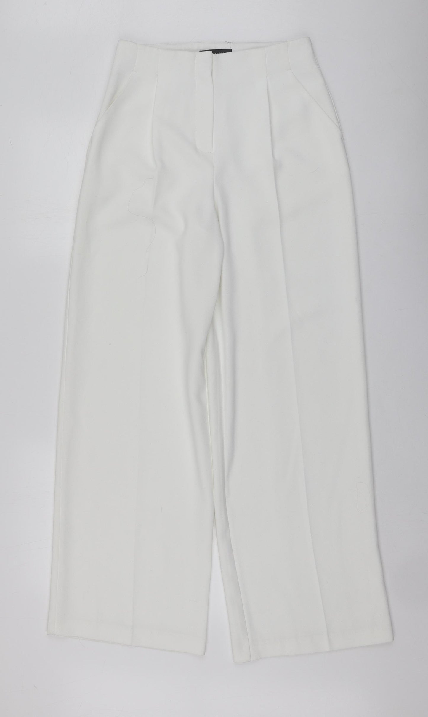 Primark Womens White  Polyester Trousers  Size 8 L30 in Regular