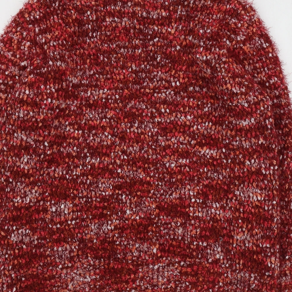 TU Womens Red High Neck  Polyester Pullover Jumper Size 10