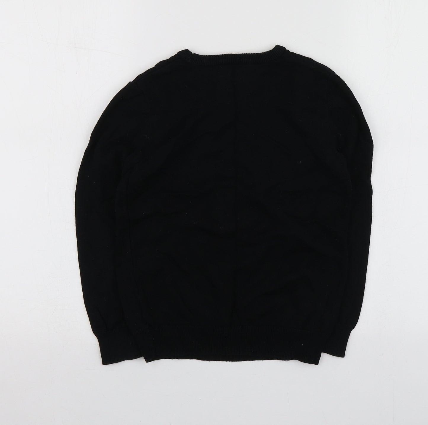 Primark Boys Black Round Neck Geometric Cotton Pullover Jumper Size 8-9 Years   - Santa Jumper