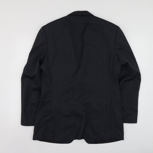 M&S Mens Grey Striped Polyester Jacket Suit Jacket Size S