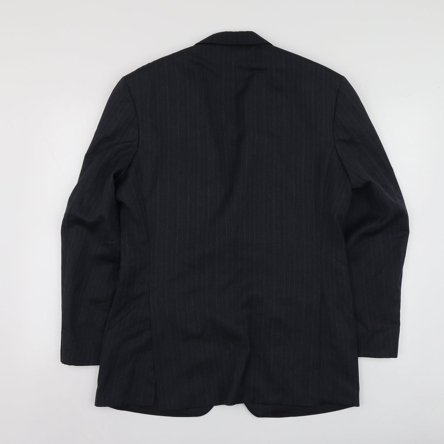 M&S Mens Grey Striped Polyester Jacket Suit Jacket Size S