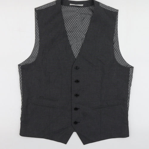 Skopes Mens Grey Polka Dot Polyester Jacket Suit Waistcoat Size M