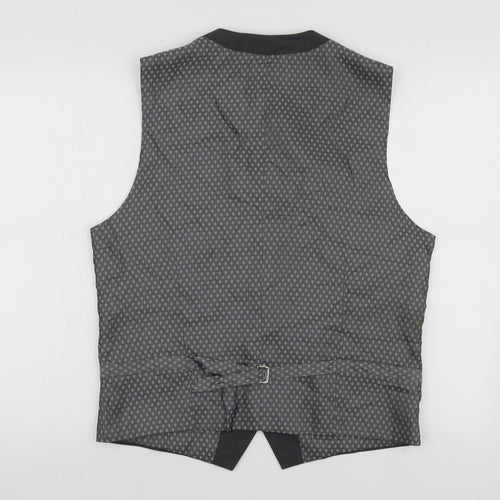 Skopes Mens Grey Polka Dot Polyester Jacket Suit Waistcoat Size M