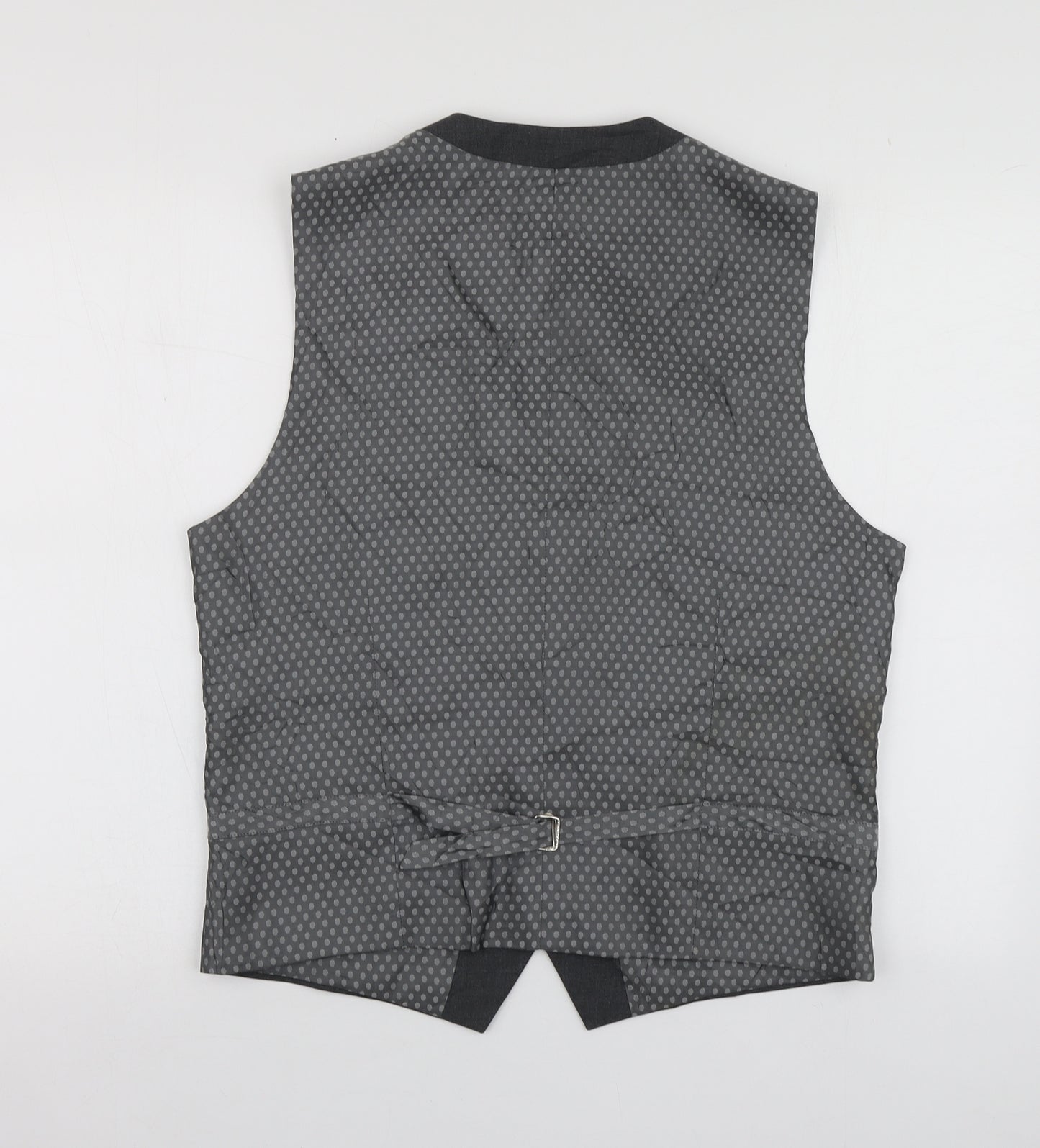 Skopes Mens Grey Polka Dot Polyester Jacket Suit Waistcoat Size M
