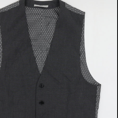 Skopes Mens Grey Polka Dot Polyester Jacket Suit Waistcoat Size M