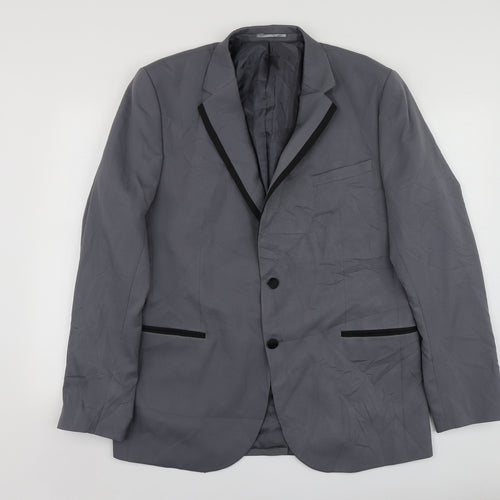 Boohoo Man Mens Grey  Polyester Jacket Suit Jacket Size L