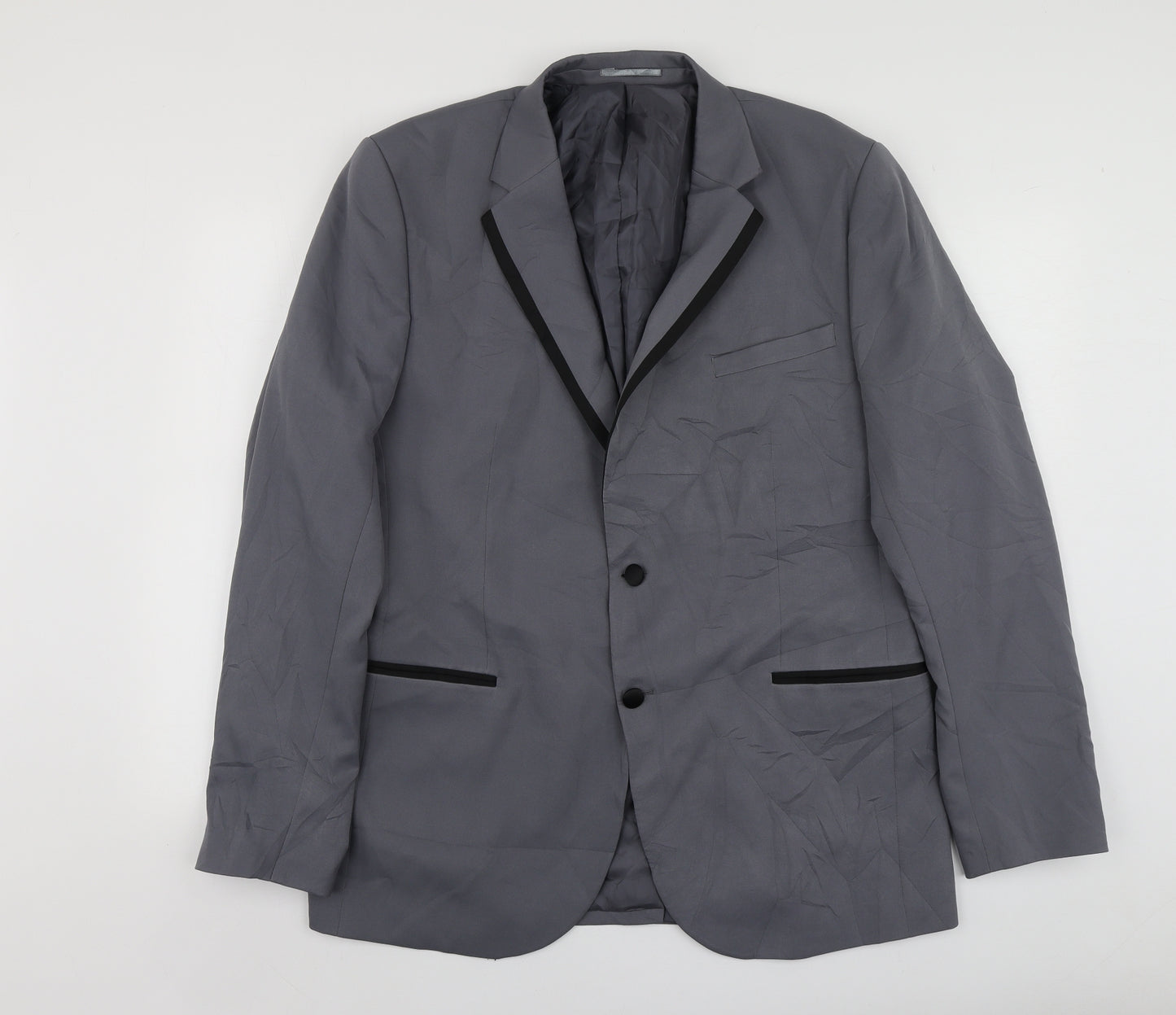 Boohoo Man Mens Grey  Polyester Jacket Suit Jacket Size L