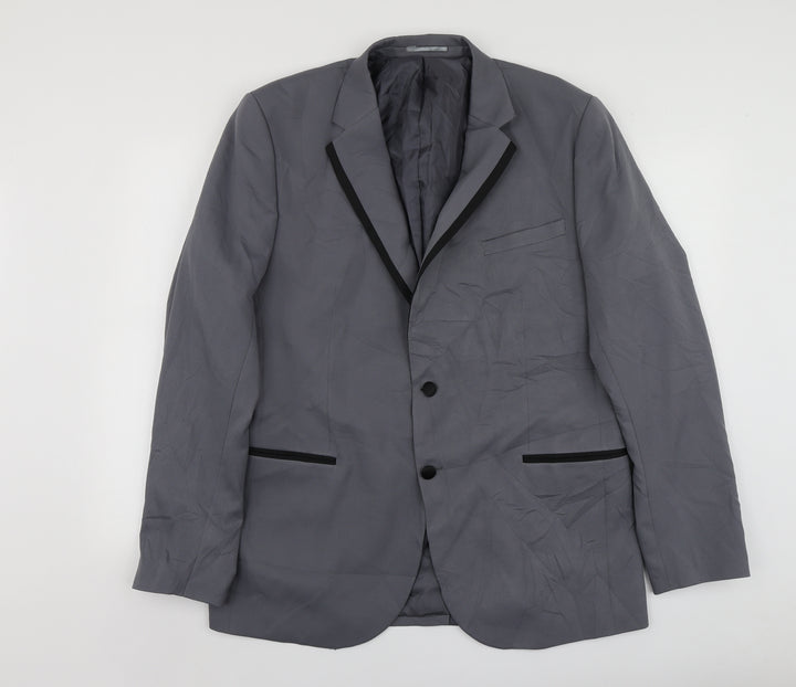 Boohoo Man Mens Grey  Polyester Jacket Suit Jacket Size L