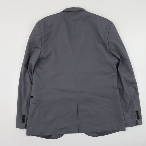 Boohoo Man Mens Grey  Polyester Jacket Suit Jacket Size L