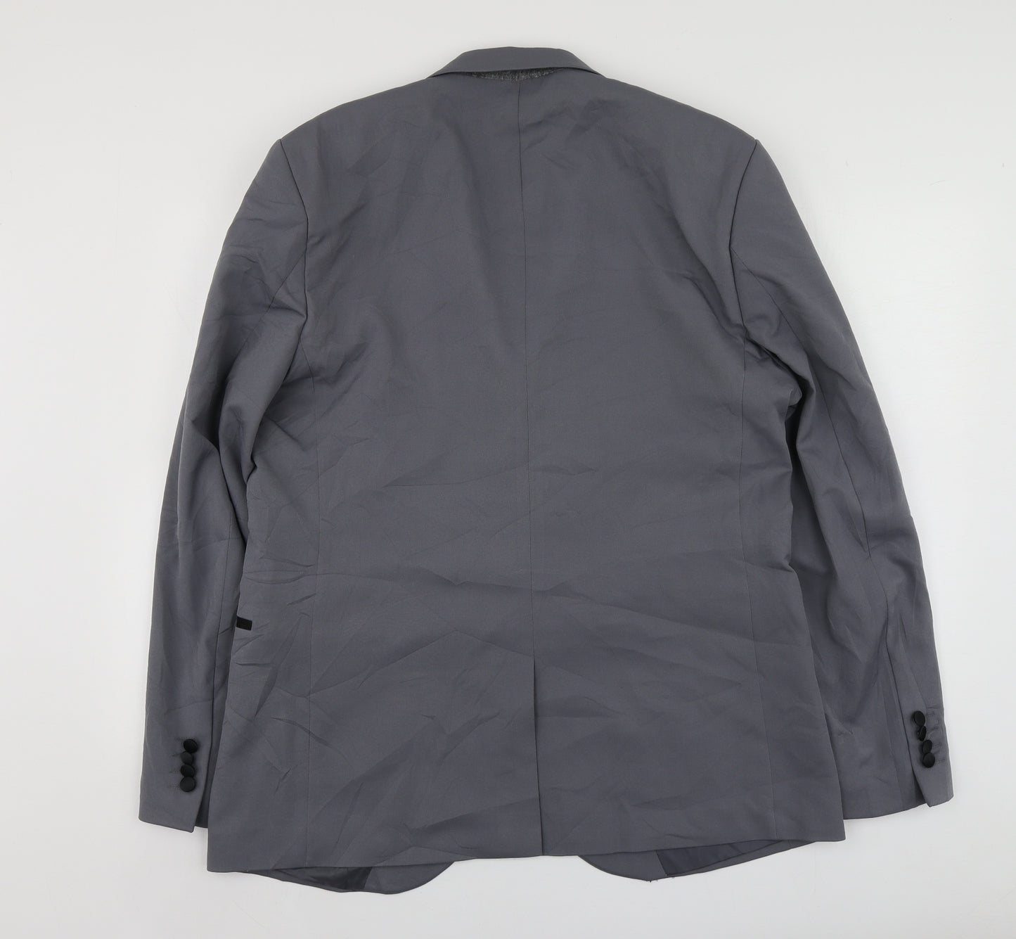 Boohoo Man Mens Grey  Polyester Jacket Suit Jacket Size L