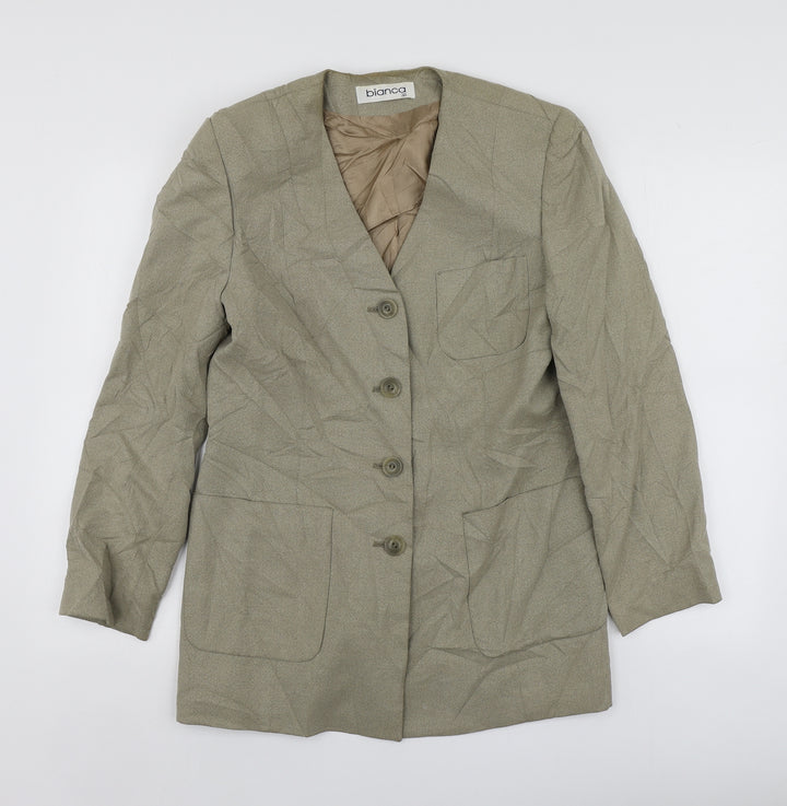 Bianca Womens Beige Lyocell Jacket Suit Jacket Size 38