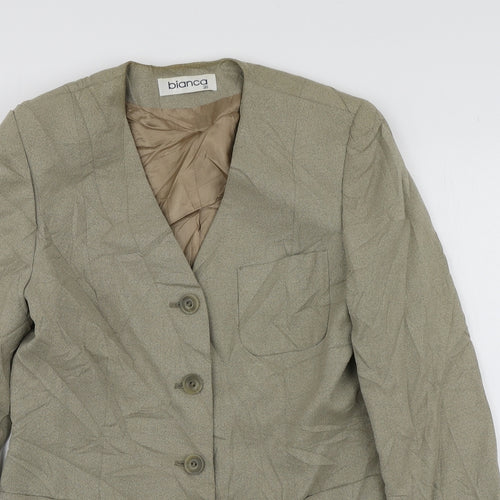 Bianca Womens Beige  Lyocell Jacket Suit Jacket Size 38