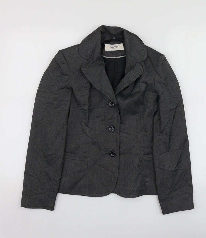 BHS Womens Grey Polyester Suit Jacket Size 8