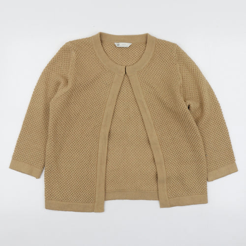 Love Kintwaer Womens Beige Round Neck  Acrylic Cardigan Jumper Size 10