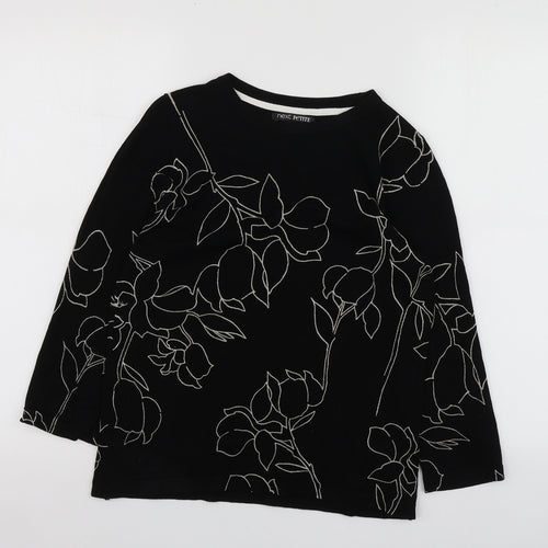 NEXT Womens Black Round Neck Geometric Viscose Pullover Jumper Size 10