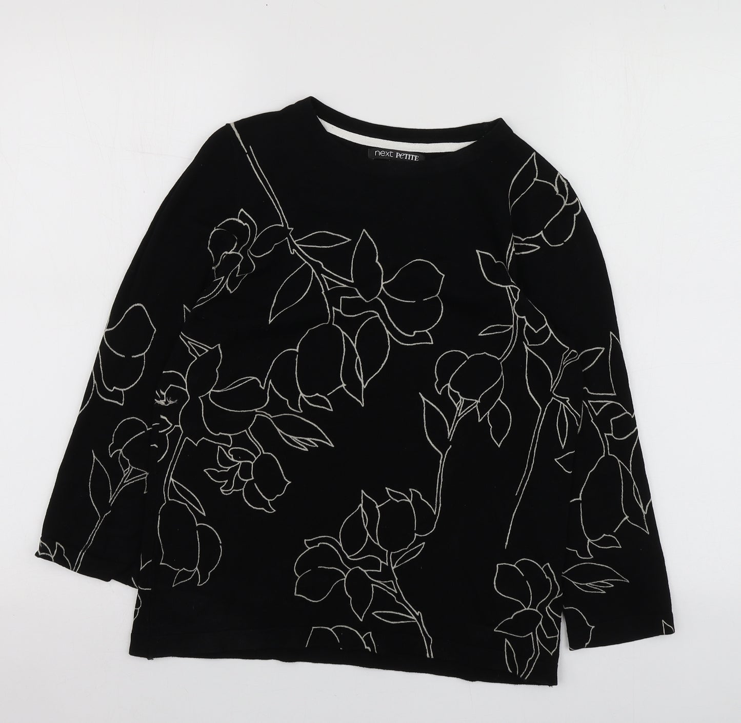NEXT Womens Black Round Neck Geometric Viscose Pullover Jumper Size 10