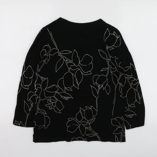 NEXT Womens Black Round Neck Geometric Viscose Pullover Jumper Size 10