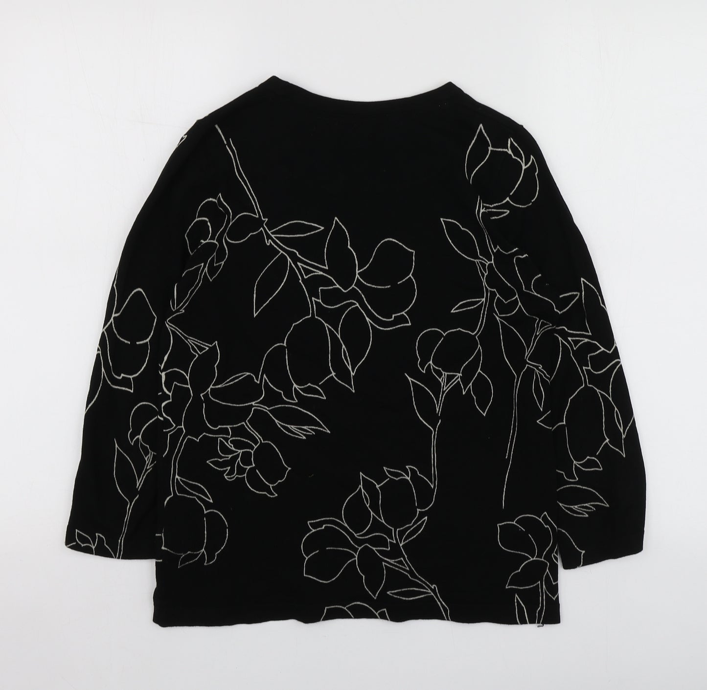 NEXT Womens Black Round Neck Geometric Viscose Pullover Jumper Size 10