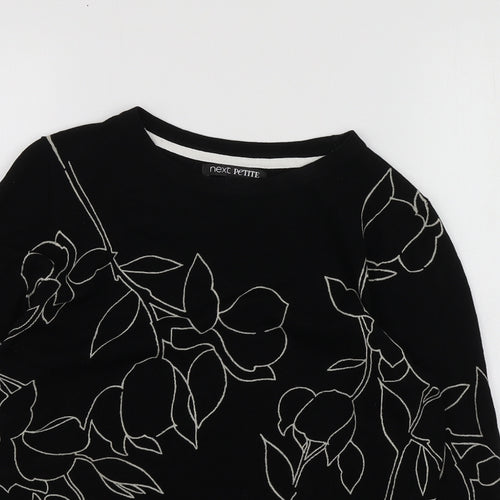 NEXT Womens Black Round Neck Geometric Viscose Pullover Jumper Size 10