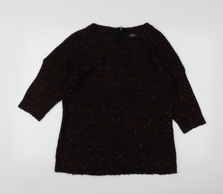 Klass Womens Red Round Neck  Acrylic Pullover Jumper Size L