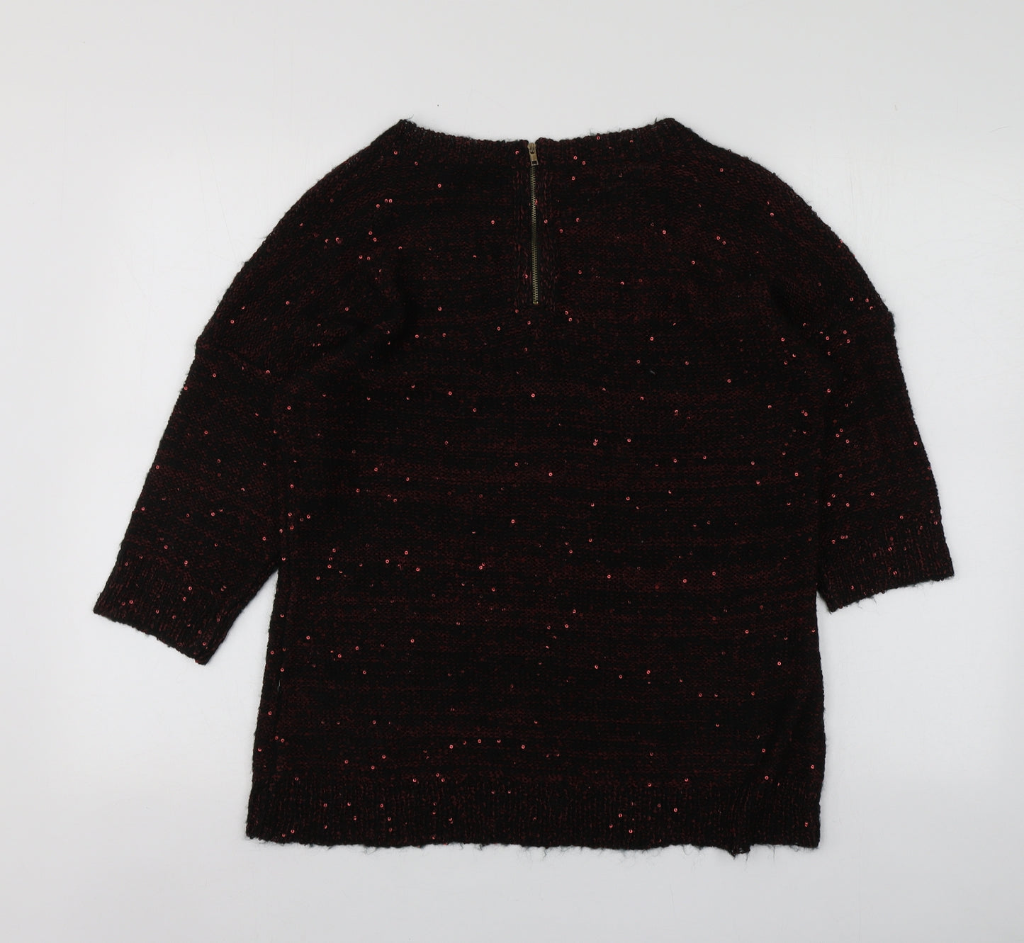 Klass Womens Red Round Neck  Acrylic Pullover Jumper Size L