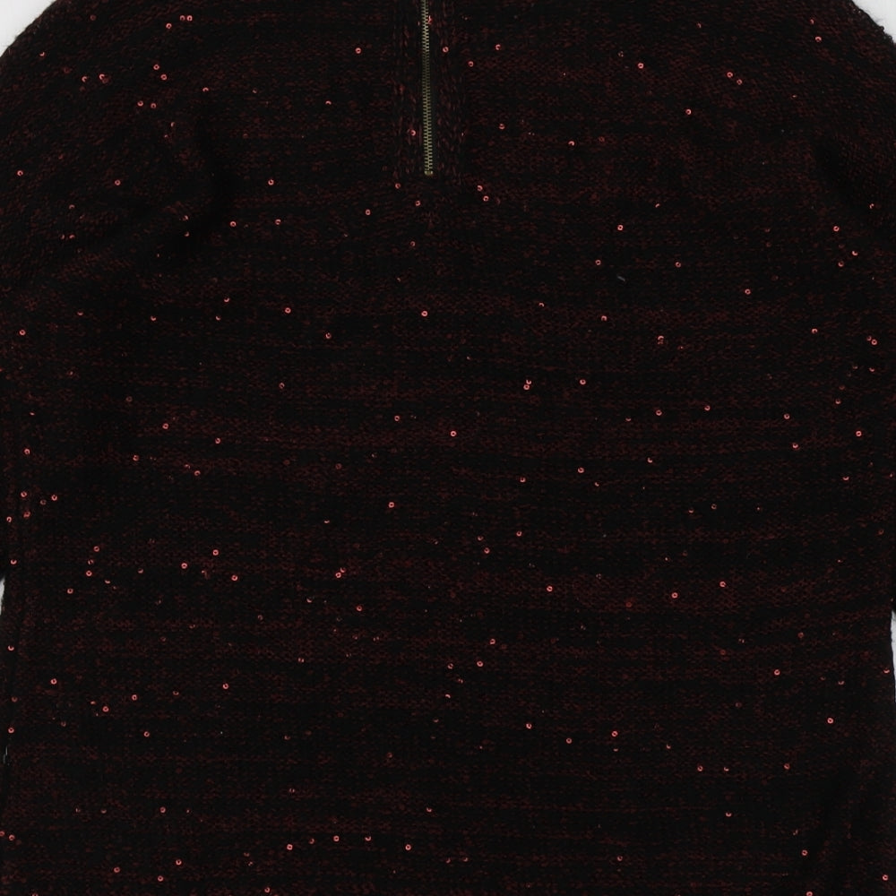 Klass Womens Red Round Neck  Acrylic Pullover Jumper Size L