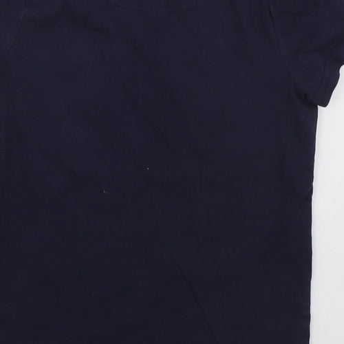 Joules Girls Blue  Cotton Basic T-Shirt Size 9-10 Years Crew Neck Pullover - Globe Trotter