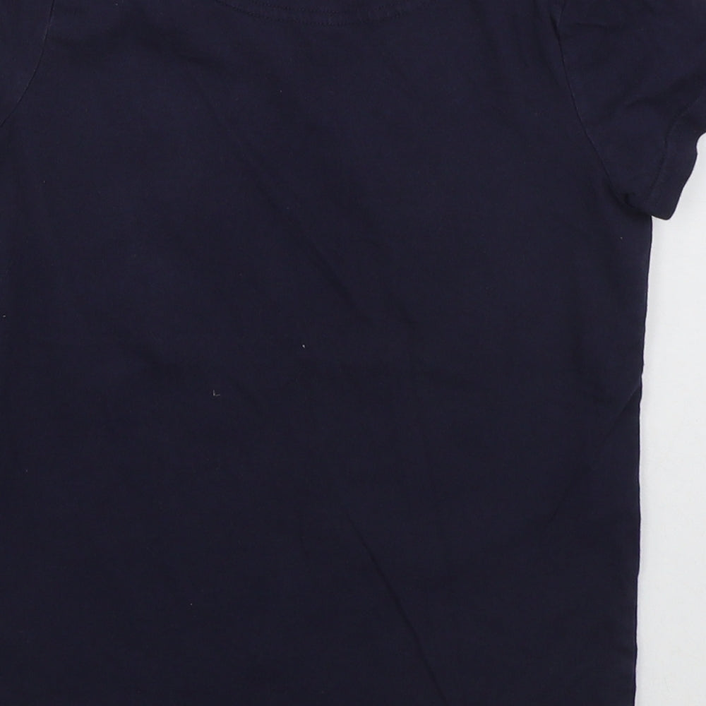 Joules Girls Blue  Cotton Basic T-Shirt Size 9-10 Years Crew Neck Pullover - Globe Trotter