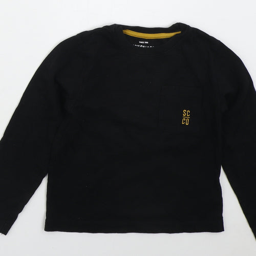 SoulCal&Co Boys Black  Cotton Basic T-Shirt Size 6-7 Years Crew Neck Pullover