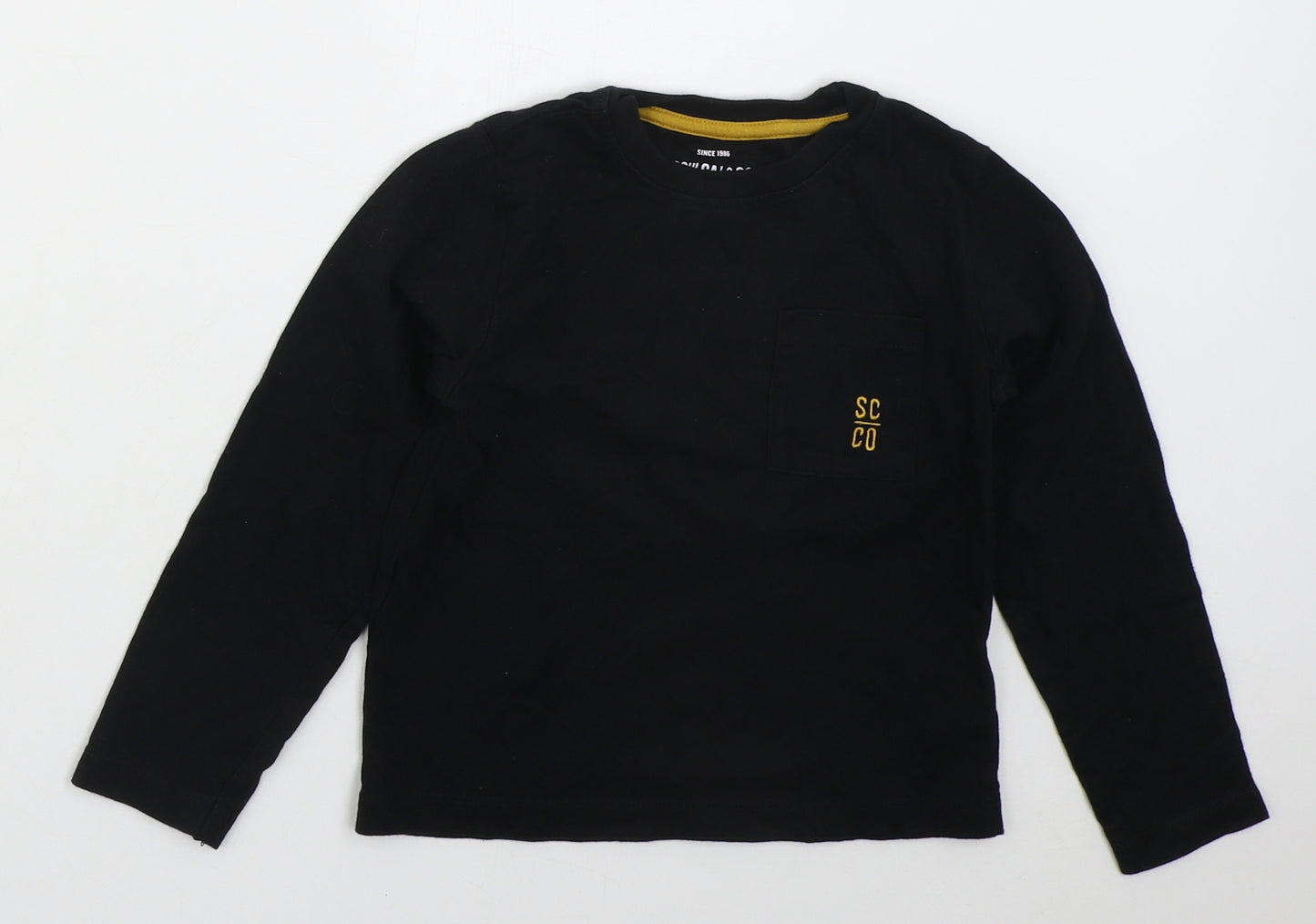 SoulCal&Co Boys Black  Cotton Basic T-Shirt Size 6-7 Years Crew Neck Pullover