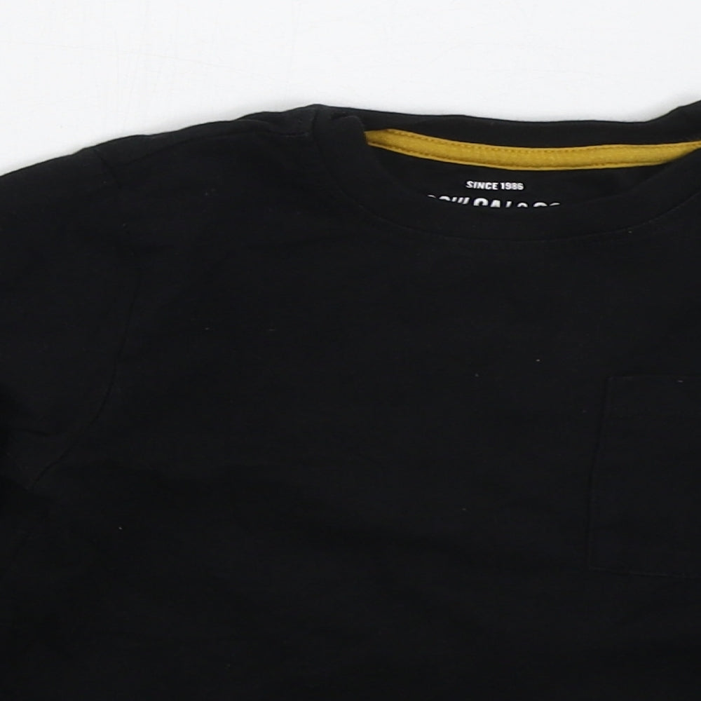 SoulCal&Co Boys Black  Cotton Basic T-Shirt Size 6-7 Years Crew Neck Pullover