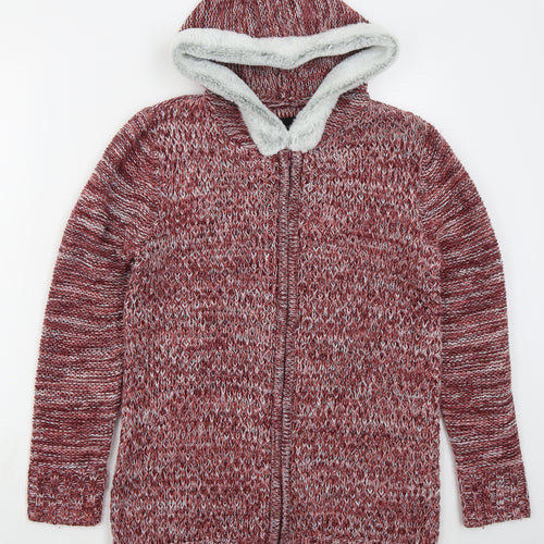 B You Womens Pink High Neck  Acrylic Full Zip Jumper Size M