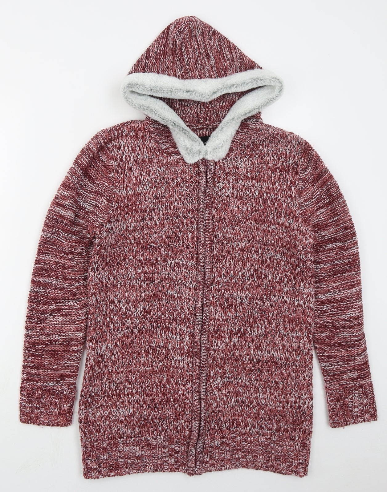 B You Womens Pink High Neck  Acrylic Full Zip Jumper Size M