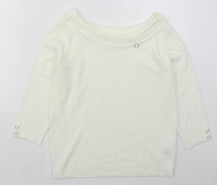 BHS Womens Ivory Boat Neck Acrylic Pullover Jumper Size 12