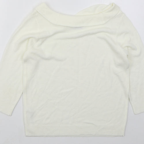 BHS Womens Ivory Boat Neck  Acrylic Pullover Jumper Size 12