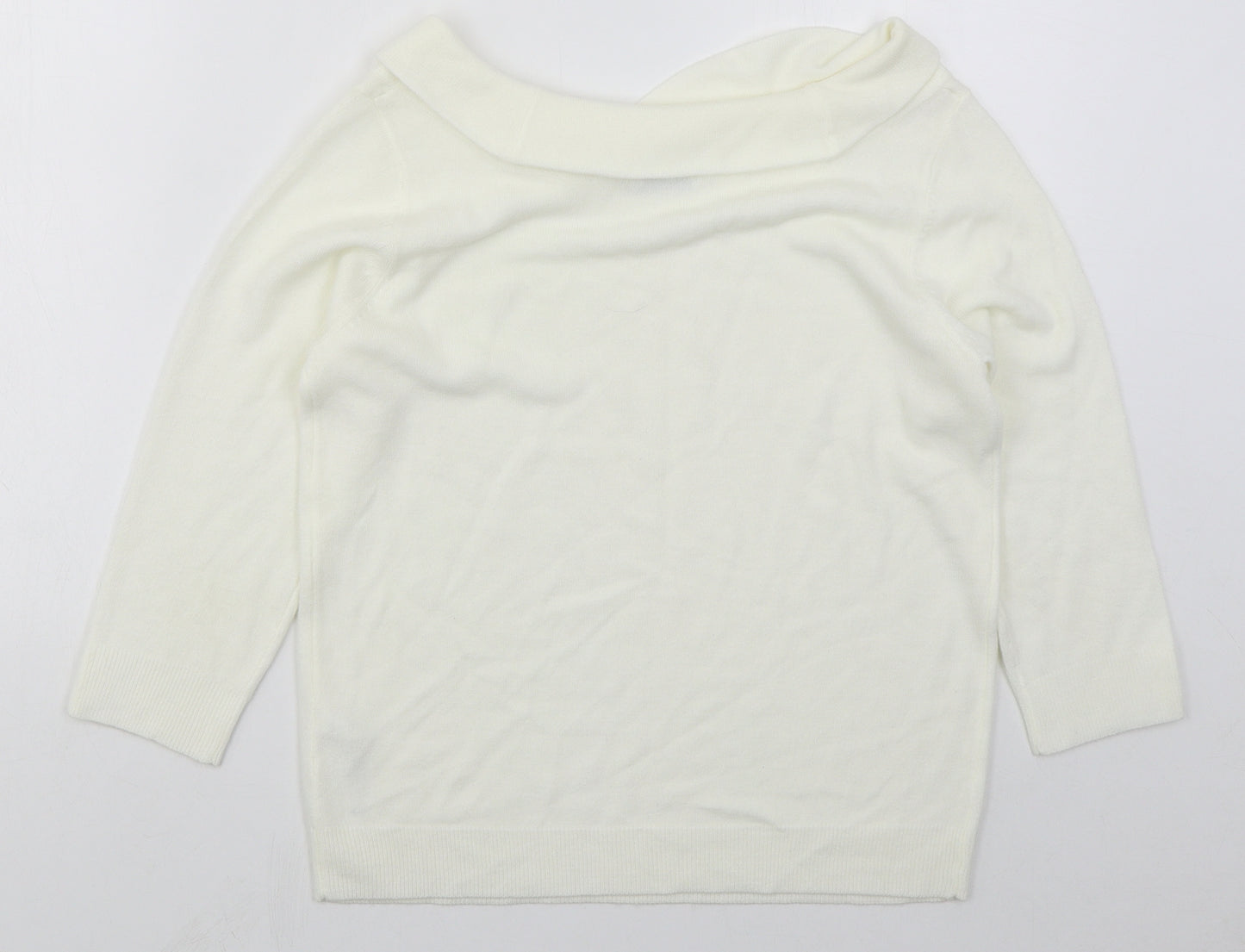 BHS Womens Ivory Boat Neck  Acrylic Pullover Jumper Size 12