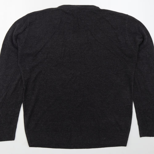 Easy Mens Grey V-Neck  Acrylic Pullover Jumper Size XL