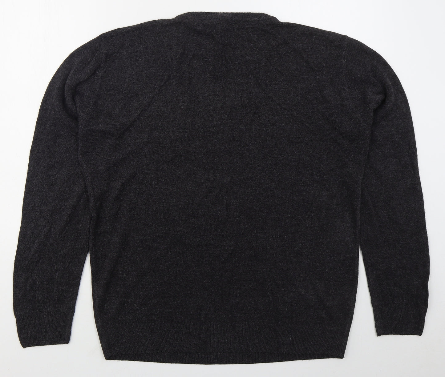 Easy Mens Grey V-Neck  Acrylic Pullover Jumper Size XL