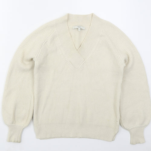 NEXT Womens Beige V-Neck  Viscose Pullover Jumper Size XS