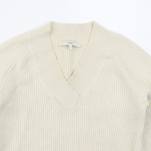 NEXT Womens Beige V-Neck  Viscose Pullover Jumper Size XS