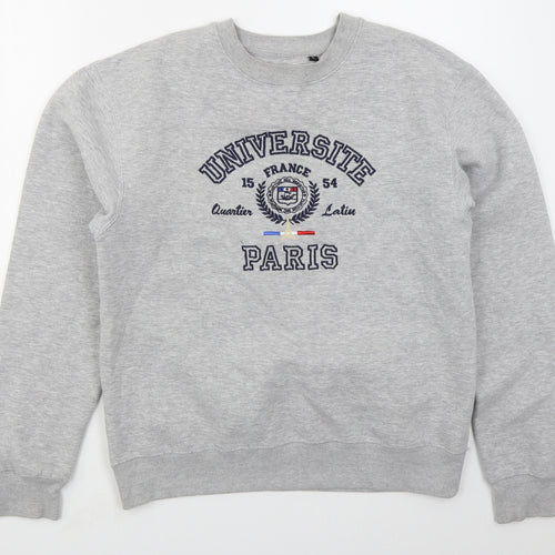 Famous Mens Grey  Cotton Pullover Sweatshirt Size L   - Universite Paris