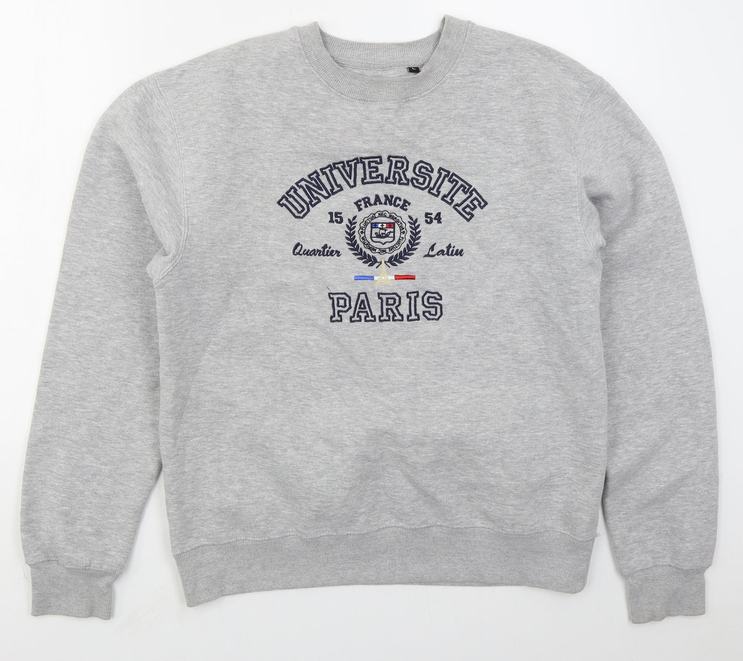 Famous Mens Grey  Cotton Pullover Sweatshirt Size L   - Universite Paris