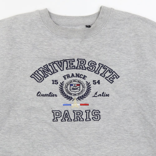 Famous Mens Grey  Cotton Pullover Sweatshirt Size L   - Universite Paris
